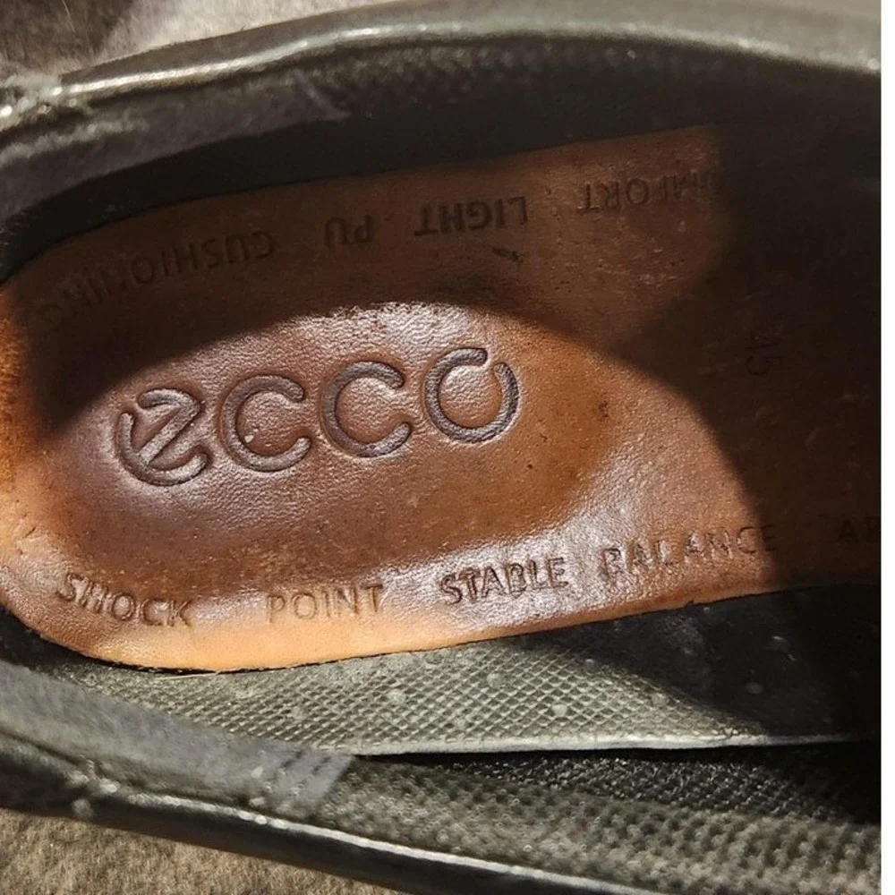 Ecco Shoes‎ Mens Size 11.5 Black Leather Derby Dress Lace Up Comfort Shock Point